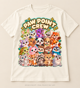 Design concept only: ivory T-shirt showing parade print. Final garment and print placement may vary.